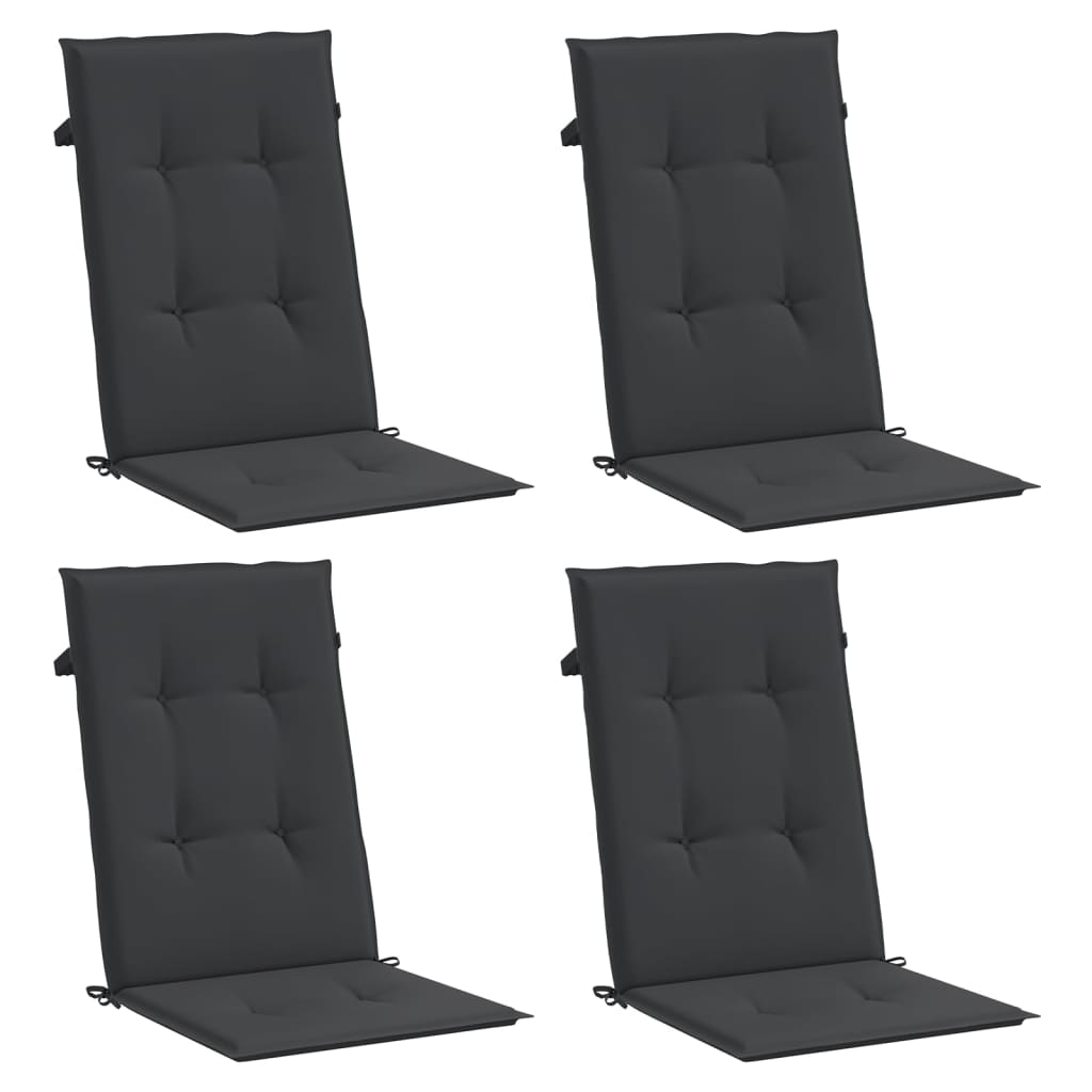 Blazine za vrtne stole 4 kosi črne 120x50x3 cm blago - slika 3
