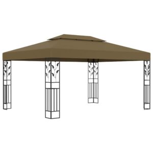 Paviljon z dvojno streho 3x4 m sivo-rjava 180 g/m²