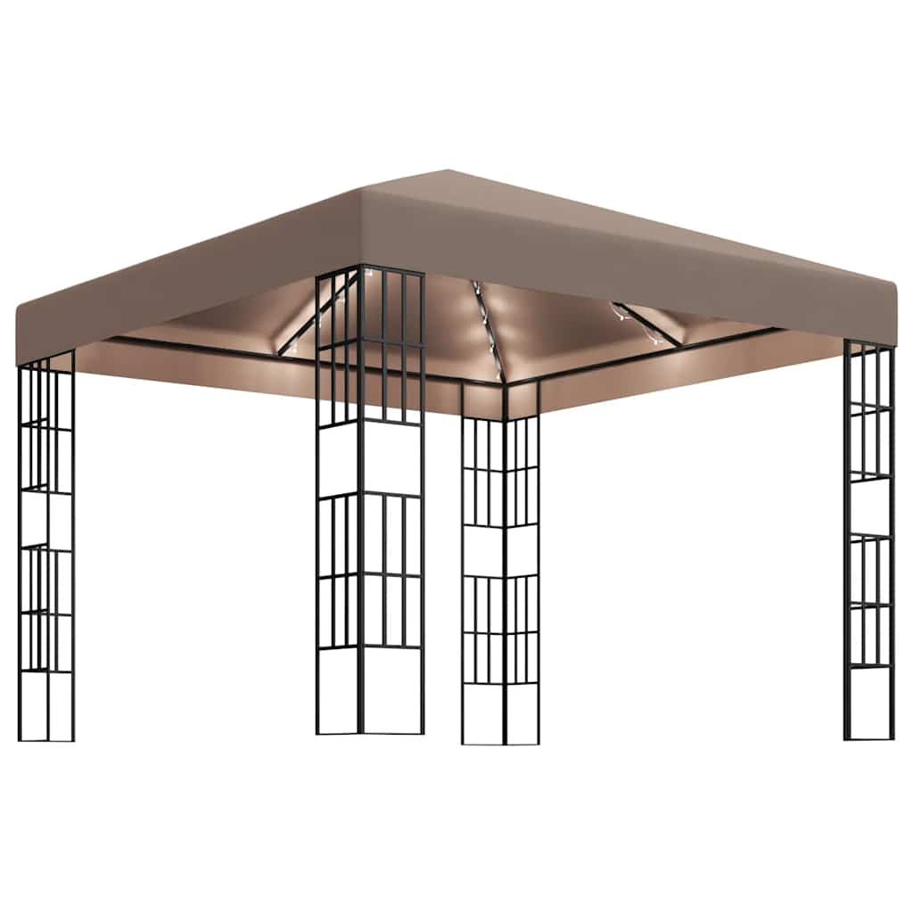 Paviljon z LED lučkami 3x3 m sivo-rjava - slika 2