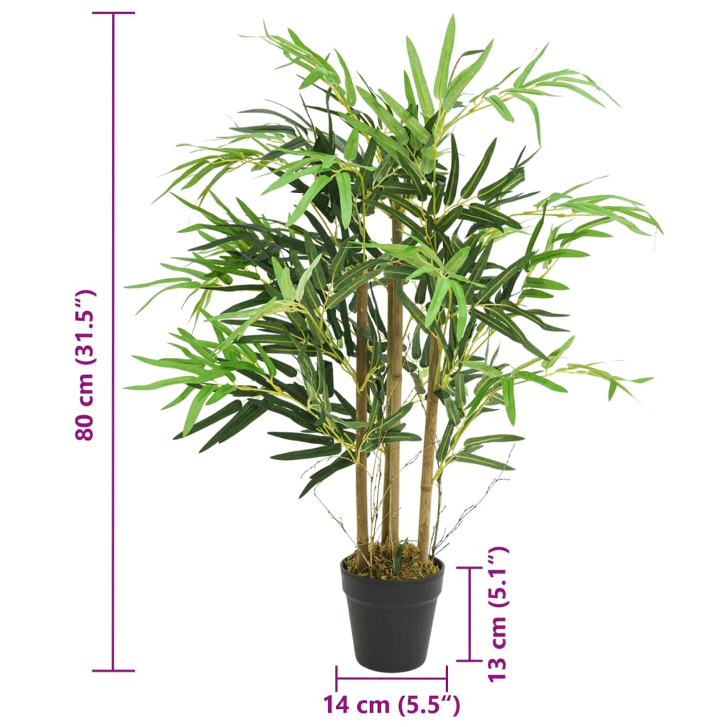 Umetno bambusovo drevo 500 listov 80 cm zeleno - slika 4