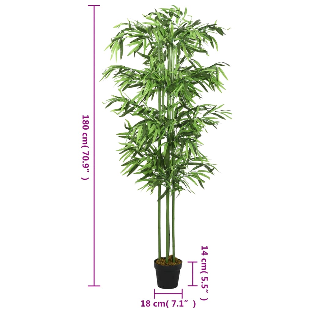 Umetno bambusovo drevo 864 listov 180 cm zeleno - slika 4