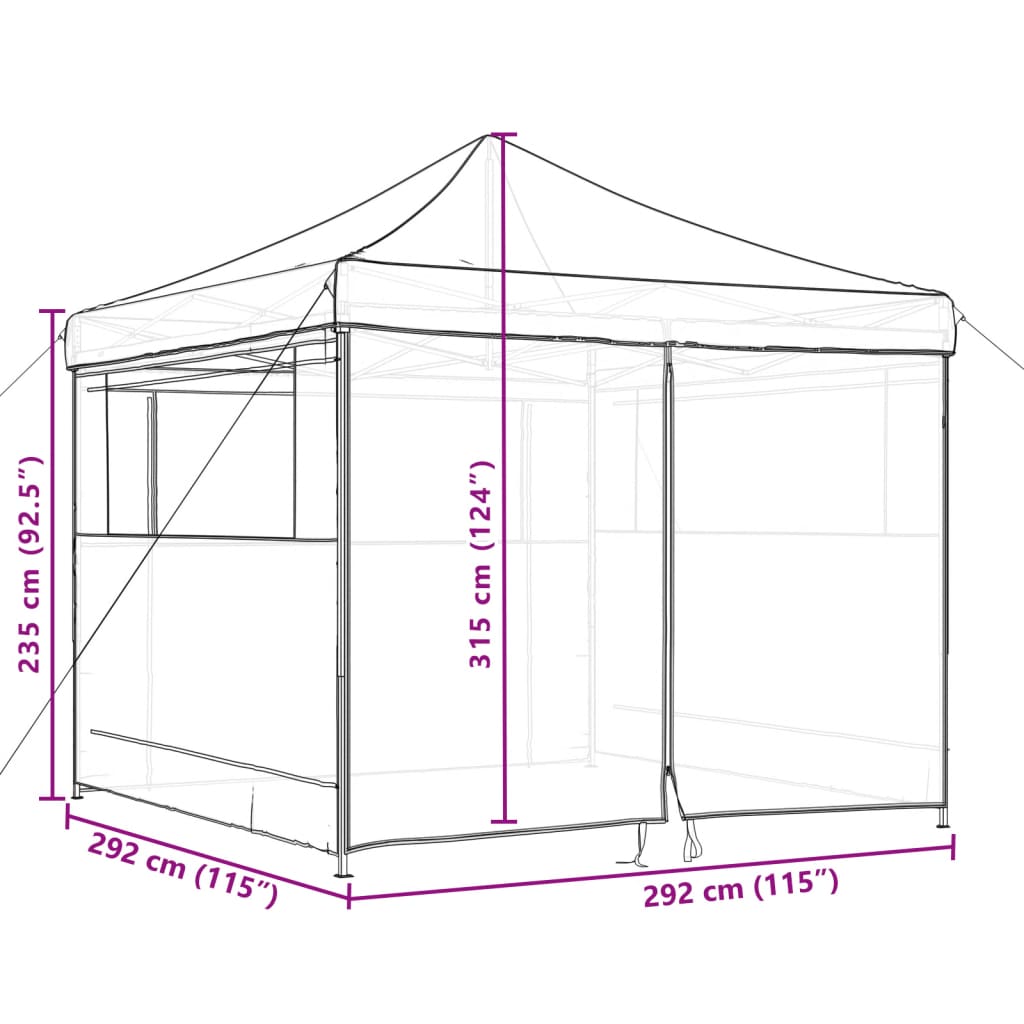 Zložljivi pop-up šotor za zabave 4 stranice rjav - slika 10