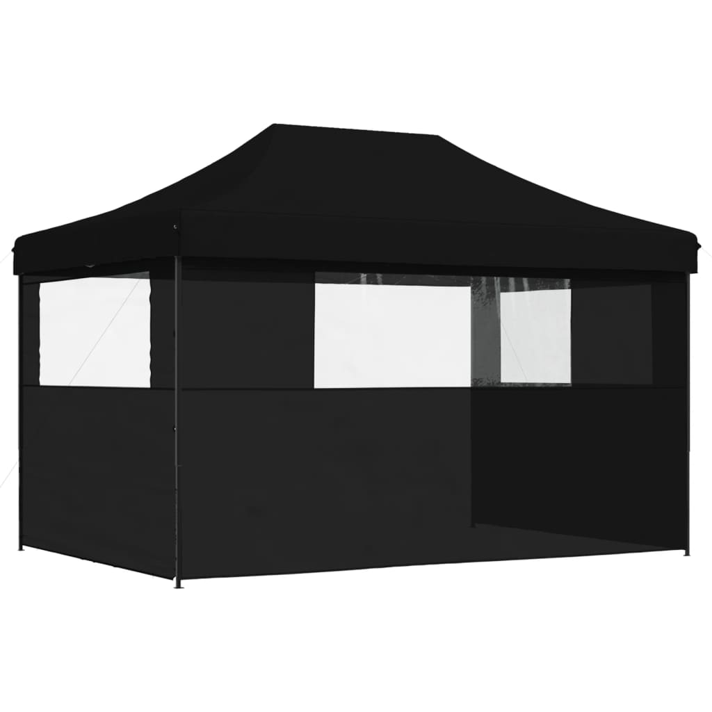 Zložljivi pop-up šotor za zabave 3 stranice črna - slika 5