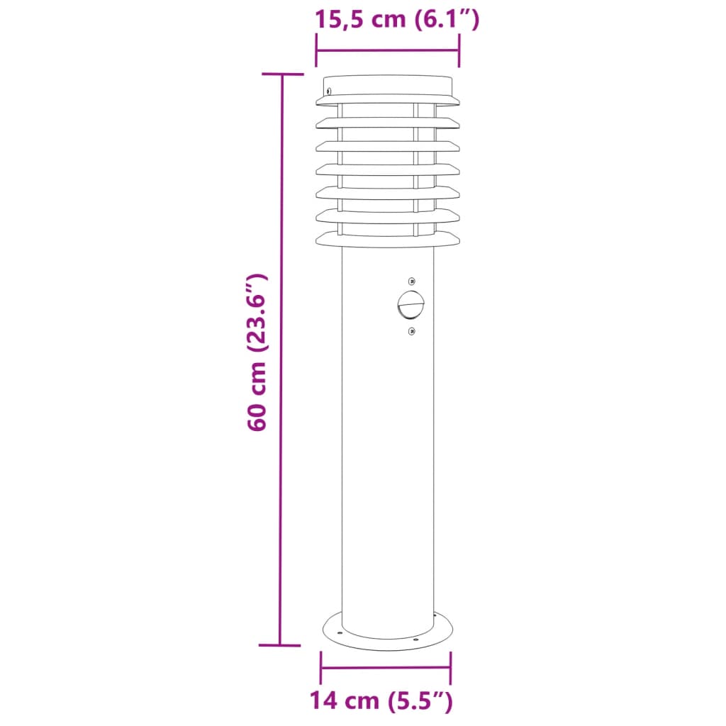 Zunanja talna svetilka s senzorjem | 60 cm | Srebrna - slika 7