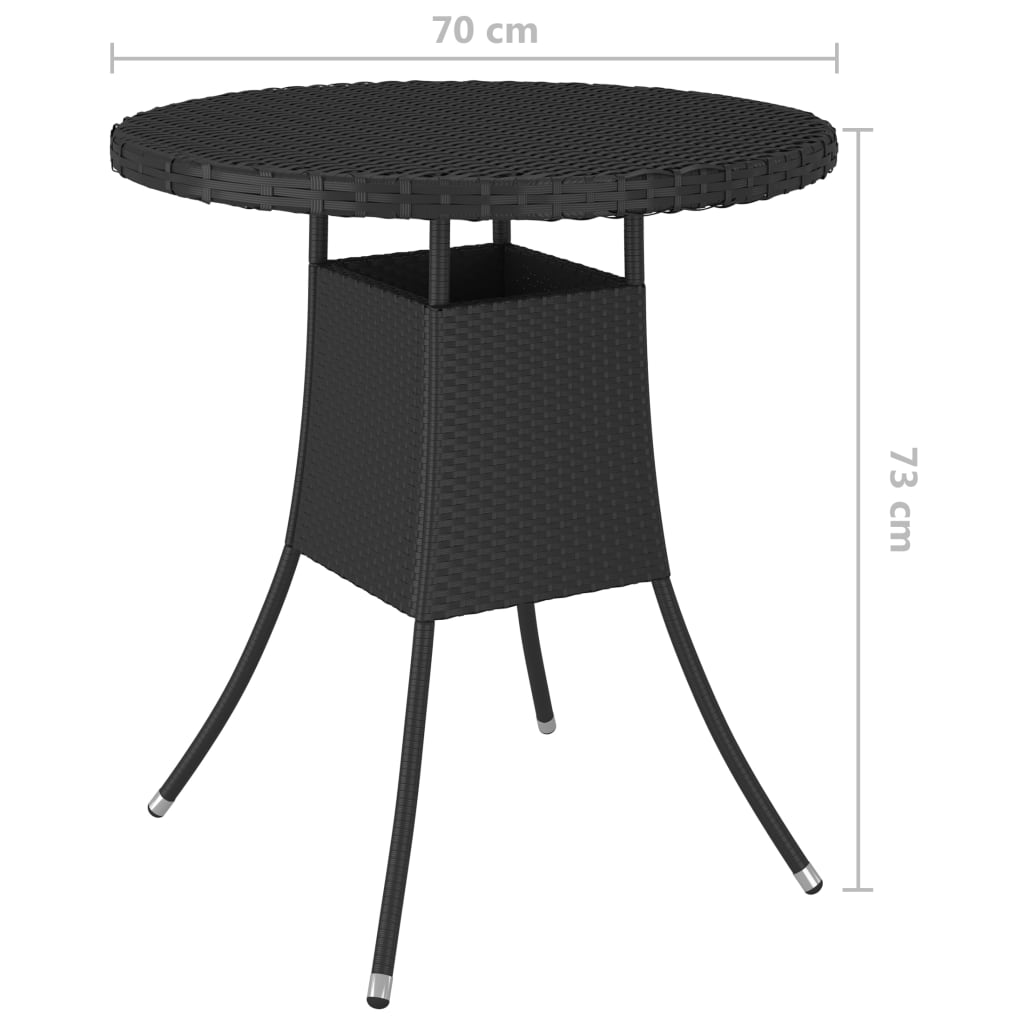Vrtna miza črna 70x70x73 cm poliratan - slika 5