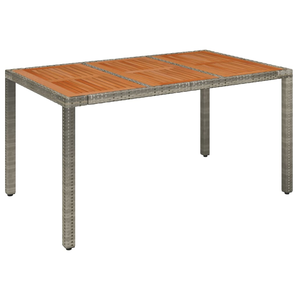 Vrtna miza z leseno mizno ploščo siva 150x90x75 cm poliratan - slika 2
