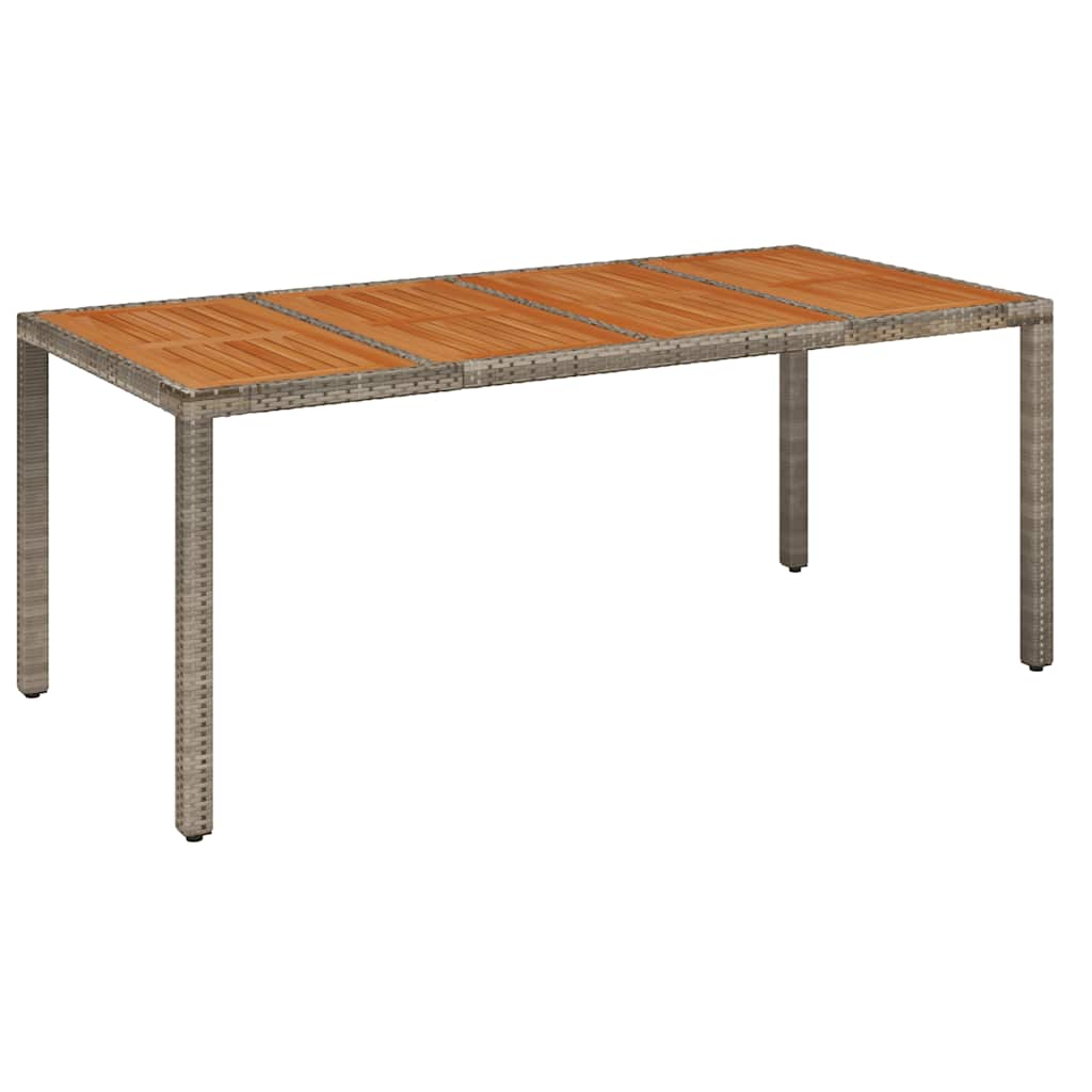 Vrtna miza z leseno mizno ploščo siva 190x90x75 cm poliratan - slika 2