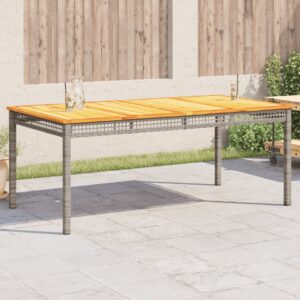 Vrtna miza siva 180x90x75 cm poliratan in akacijev les