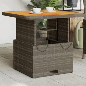Vrtna miza siva 80x80x71 cm poliratan in akacijev les
