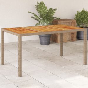 Vrtna miza bež 150x90x75 cm poliratan in akacijev les