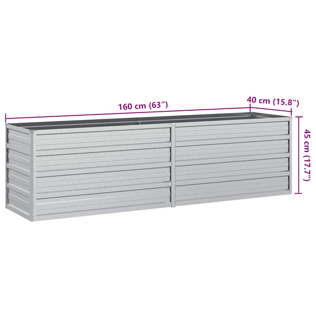 Visoka greda 160x40x45 cm pocinkano jeklo srebrna - slika 7