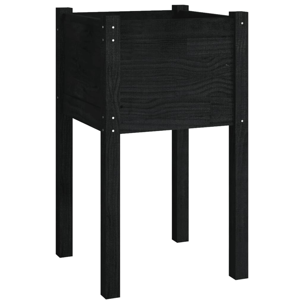 Vrtno cvetlično korito 2 kosa črno 40x40x70 cm trdna borovina - slika 4