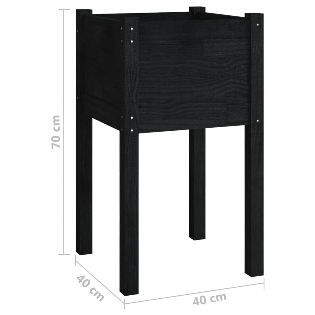 Vrtno cvetlično korito 2 kosa črno 40x40x70 cm trdna borovina - slika 8