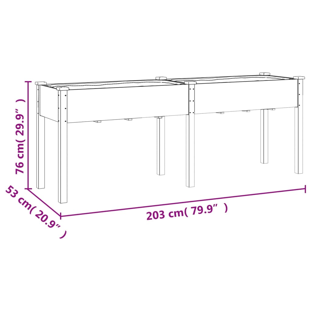 Korito s podlogo rjave barve 203x53x76 cm trden les jelke - slika 8