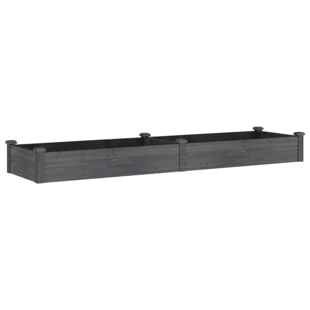 Vrtna visoka greda s podlogo siva 240x60x25 cm trden les jelke - slika 2