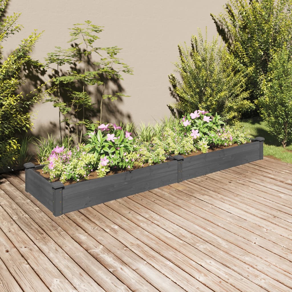 Vrtna visoka greda s podlogo siva 240x60x25 cm trden les jelke