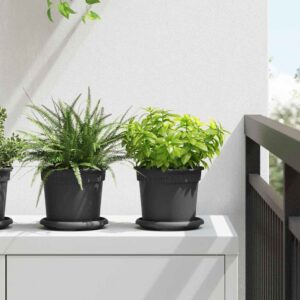 Okrogli cvetlični lonec 6 kos črna Ø 15 x 12 cm Plastika
