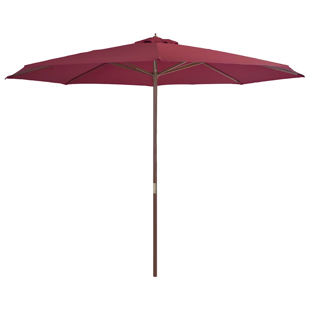 Zunanji senčnik z lesenim drogom 350 cm bordo - slika 2