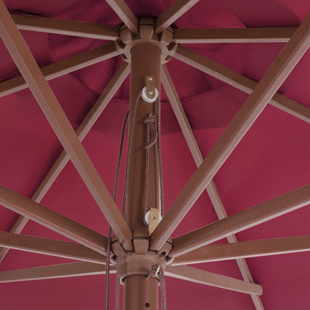 Zunanji senčnik z lesenim drogom 350 cm bordo - slika 4