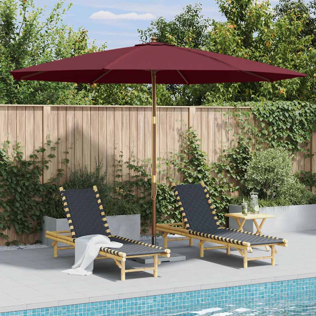 Zunanji senčnik z lesenim drogom 350 cm bordo
