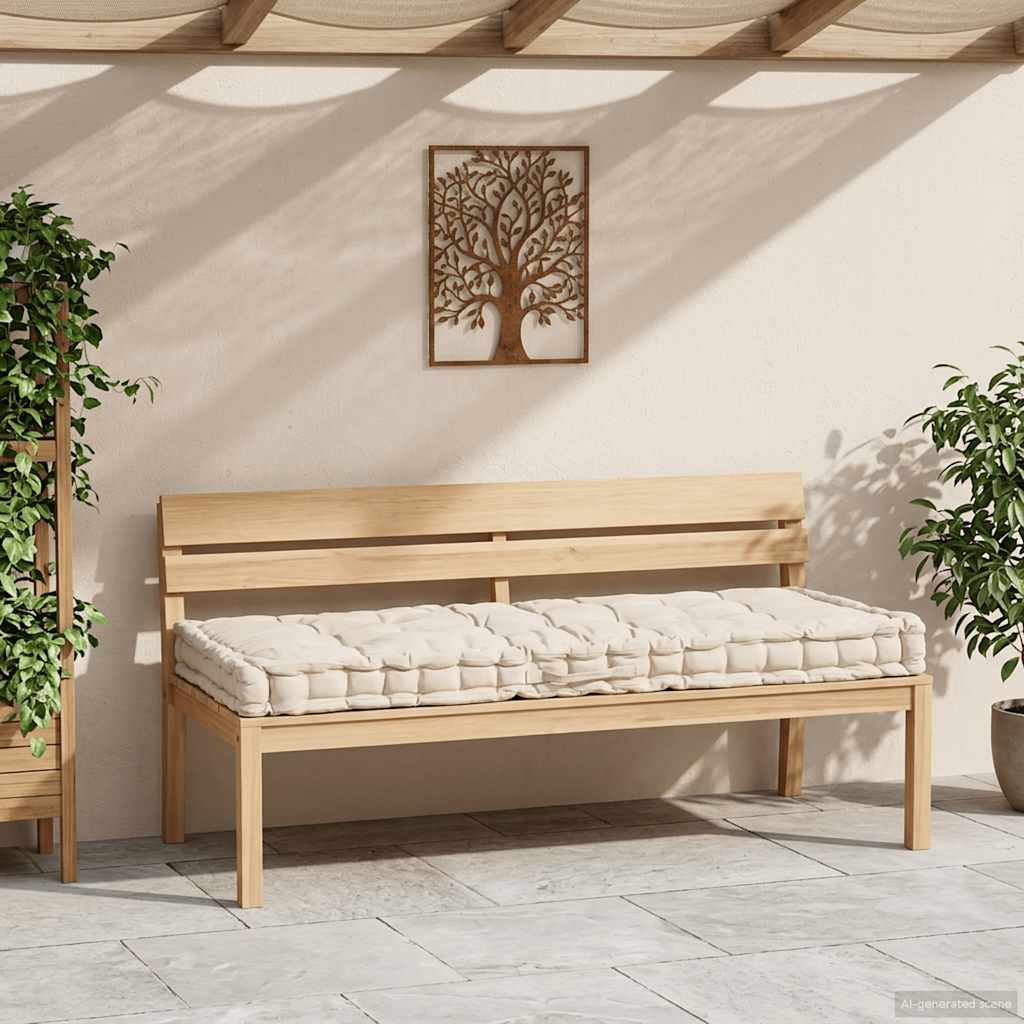 Talna sedežna blazina za paleto bombaž 120x80x10 cm bež - slika 5