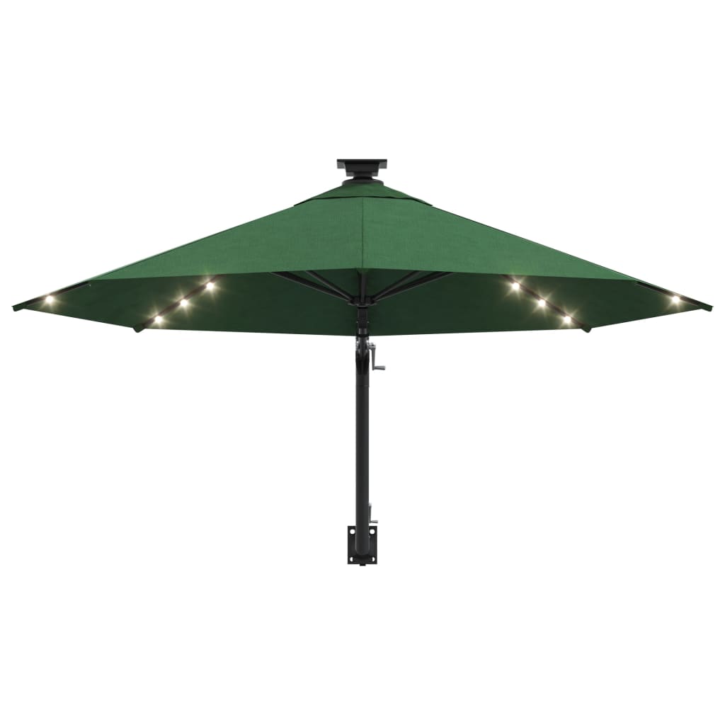 Stenski senčnik z LED in kovinskim drogom 300 cm zelen - slika 4
