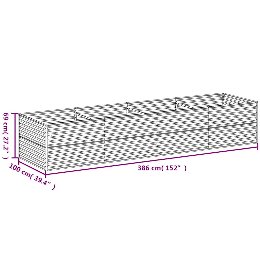 Vrtna visoka greda 386x100x69 cm corten jeklo - slika 7
