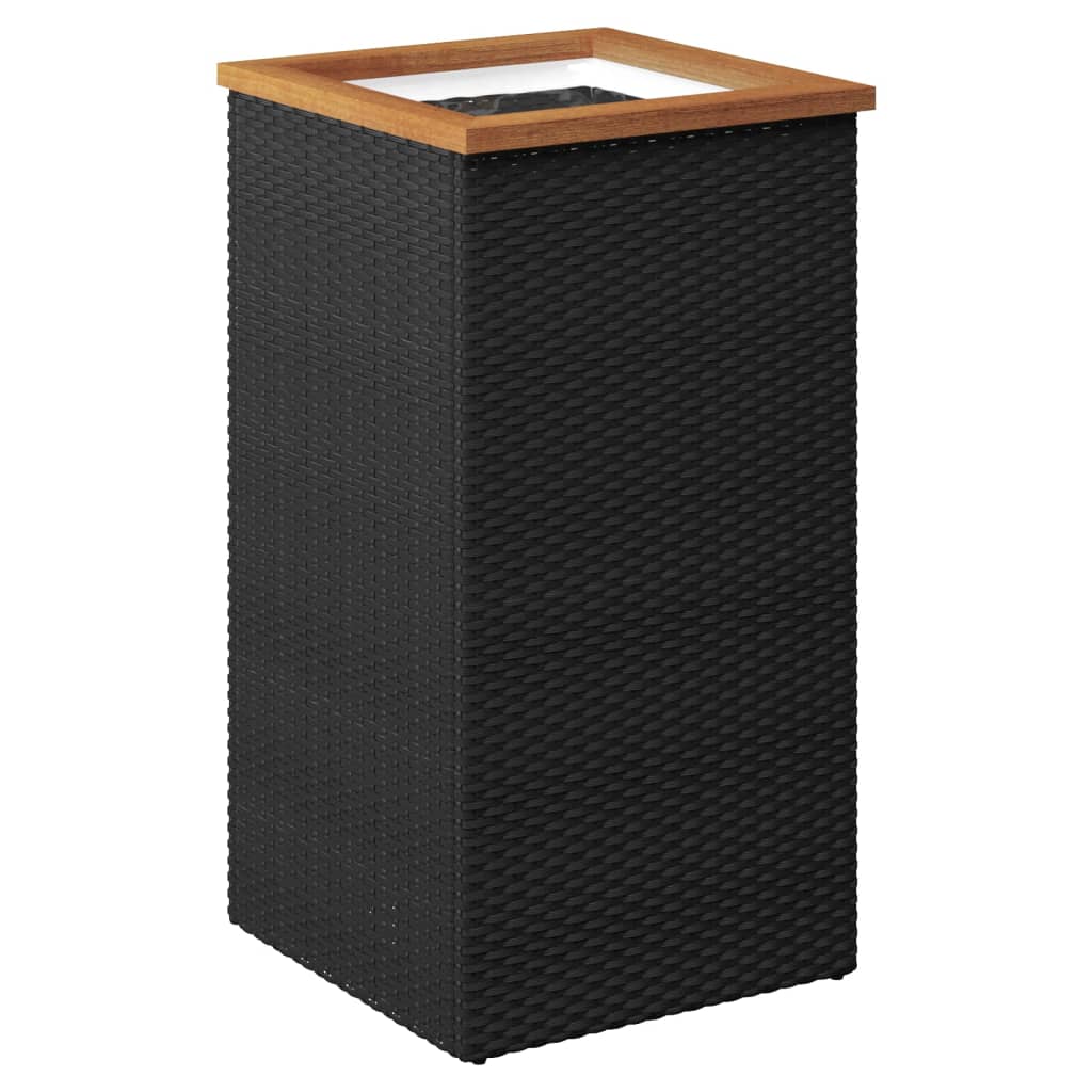 Vrtno korito črno 40x40x80 cm poli ratan - slika 2