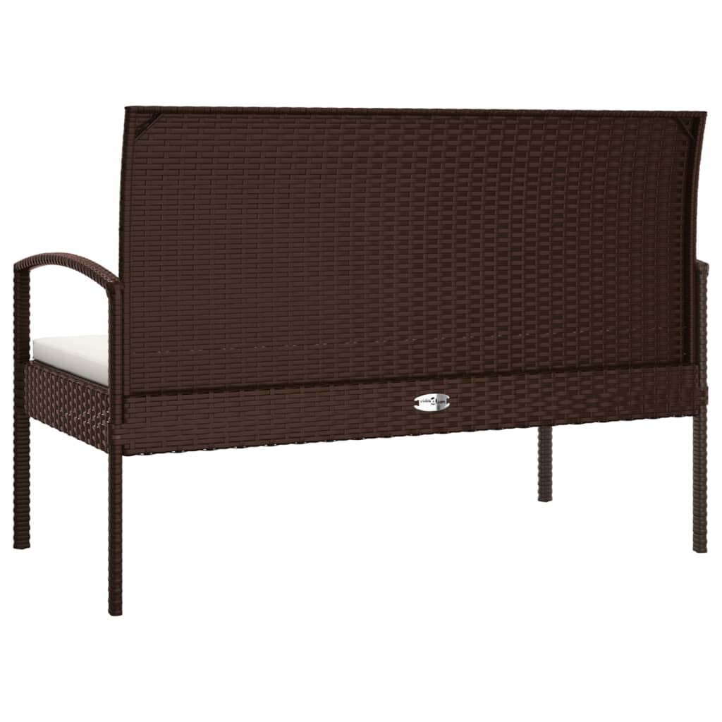 Vrtna klop z blazino rjava 105 cm poli ratan - slika 5