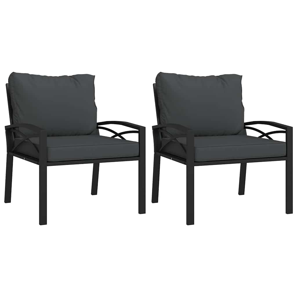 Vrtni stoli s sivimi blazinami 2 kosa 68x76x79 cm jeklo - slika 2