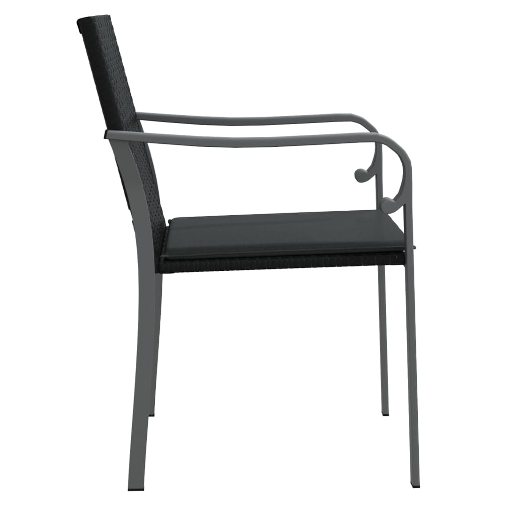 Vrtni stoli z blazinami 6 kosov črni 56x59x84 cm poliratan - slika 5