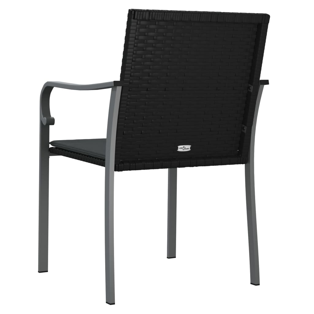 Vrtni stoli z blazinami 6 kosov črni 56x59x84 cm poliratan - slika 6