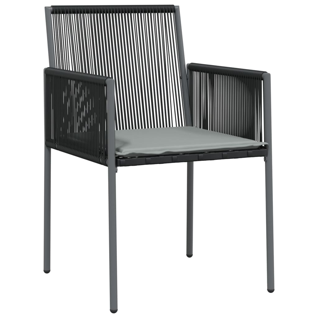 Vrtni stoli z blazinami 6 kosov črni 54x60,5x83,5 cm poliratan - slika 3