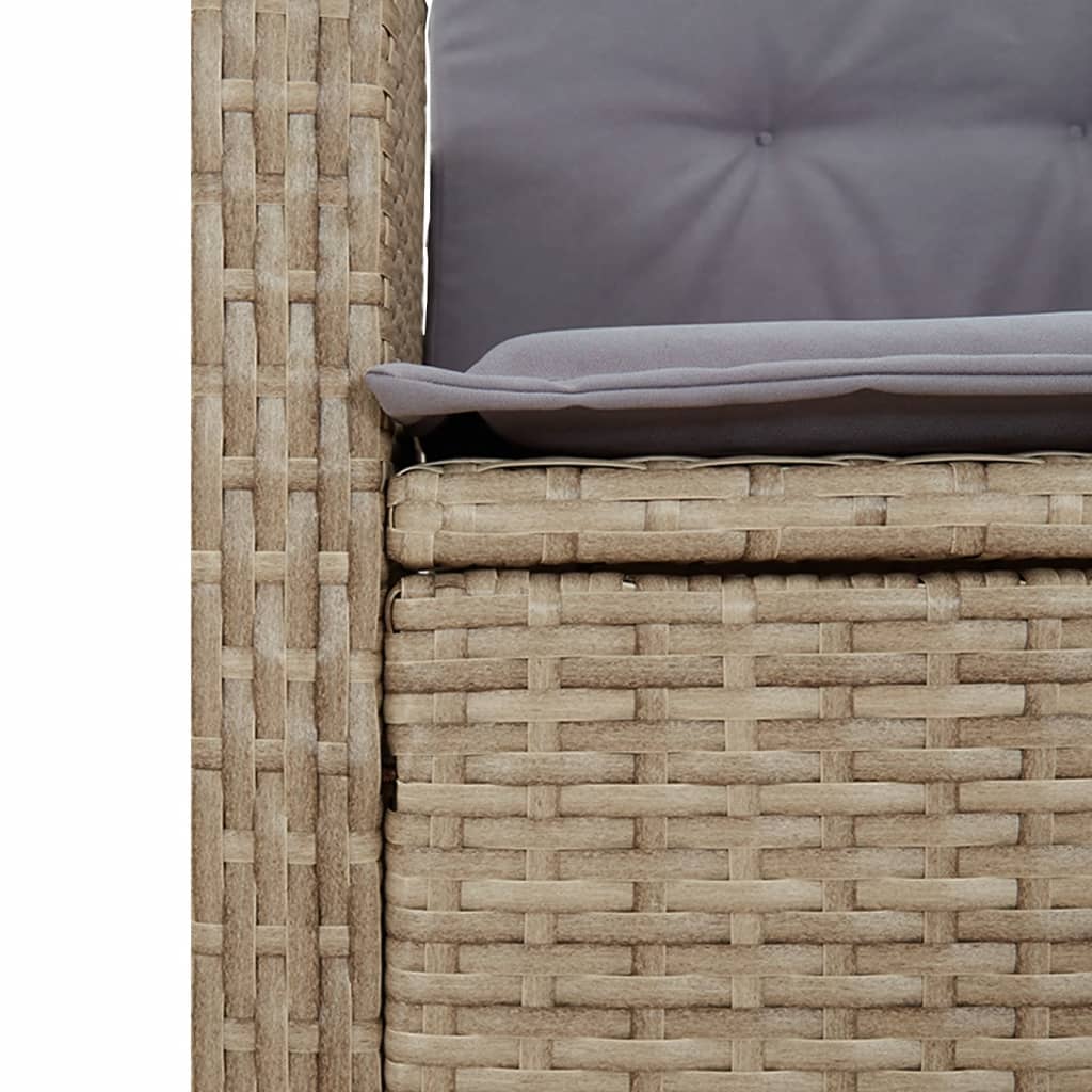 Vrtna jedilna garnitura 3-delna z blazinami bež poli ratan – 57x90 cm, svetlo siva blazine - slika 6