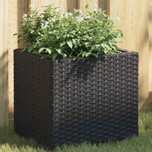Vrtna korita 2 kosa črna 36x30x32 cm poli ratan