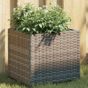 Vrtna korita 2 kosa siva 36x30x32 cm poli ratan