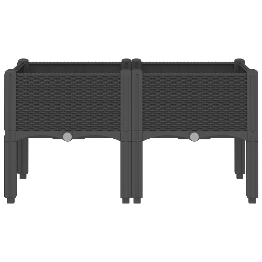 Cvetlično korito z nogami črno 80x40x42 cm PP - slika 3