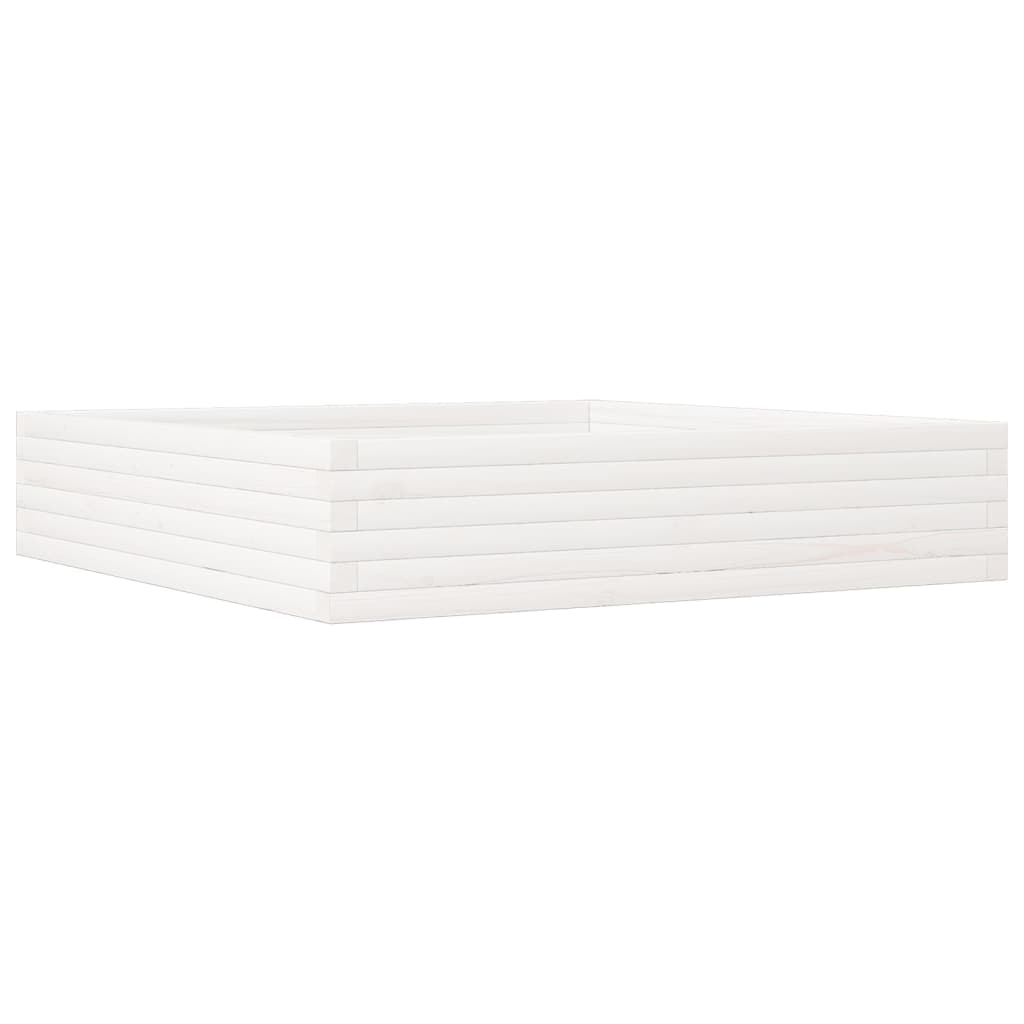 Vrtno cvetlično korito belo 110x110x23 cm trdna borovina - slika 2