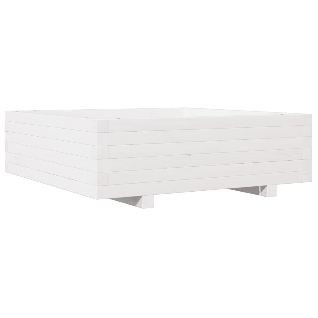 Vrtno cvetlično korito belo 80x80x26,5 cm trdna borovina - slika 2