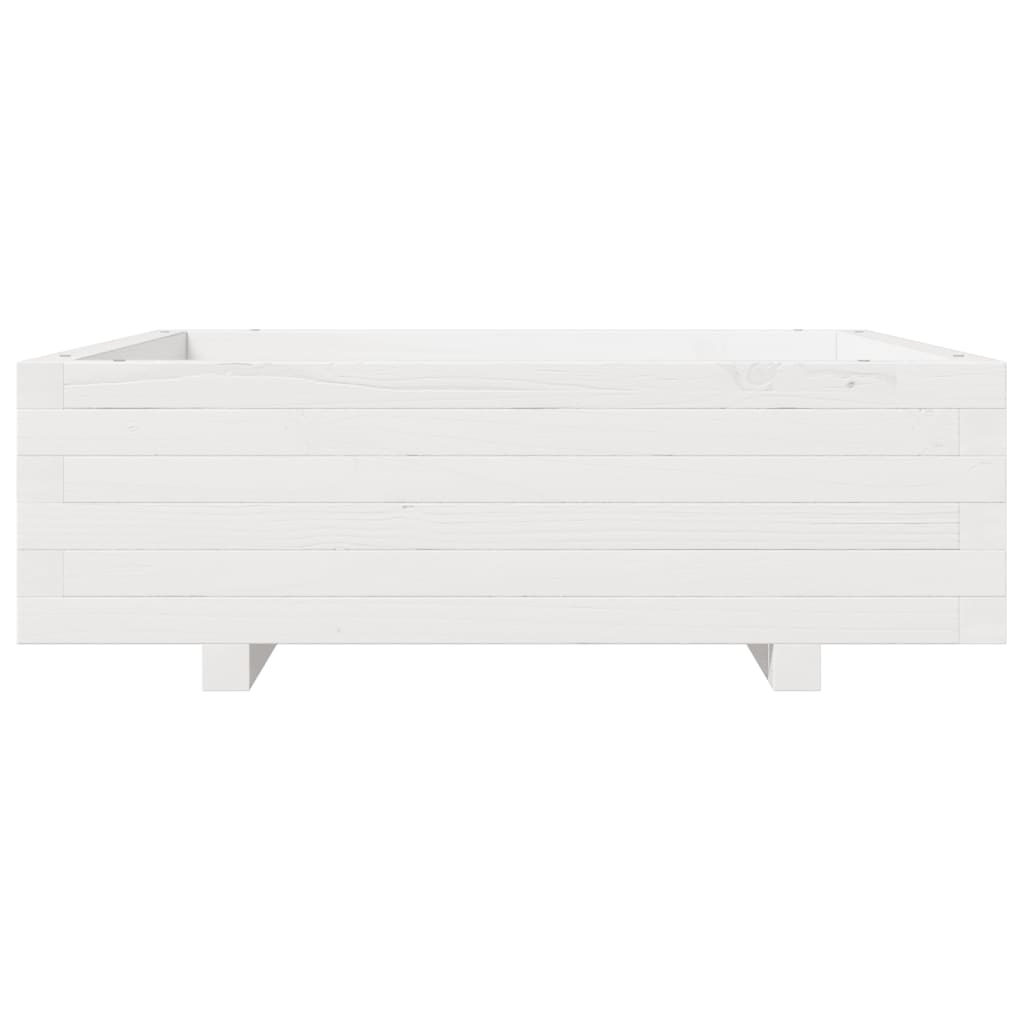 Vrtno cvetlično korito belo 80x80x26,5 cm trdna borovina - slika 5