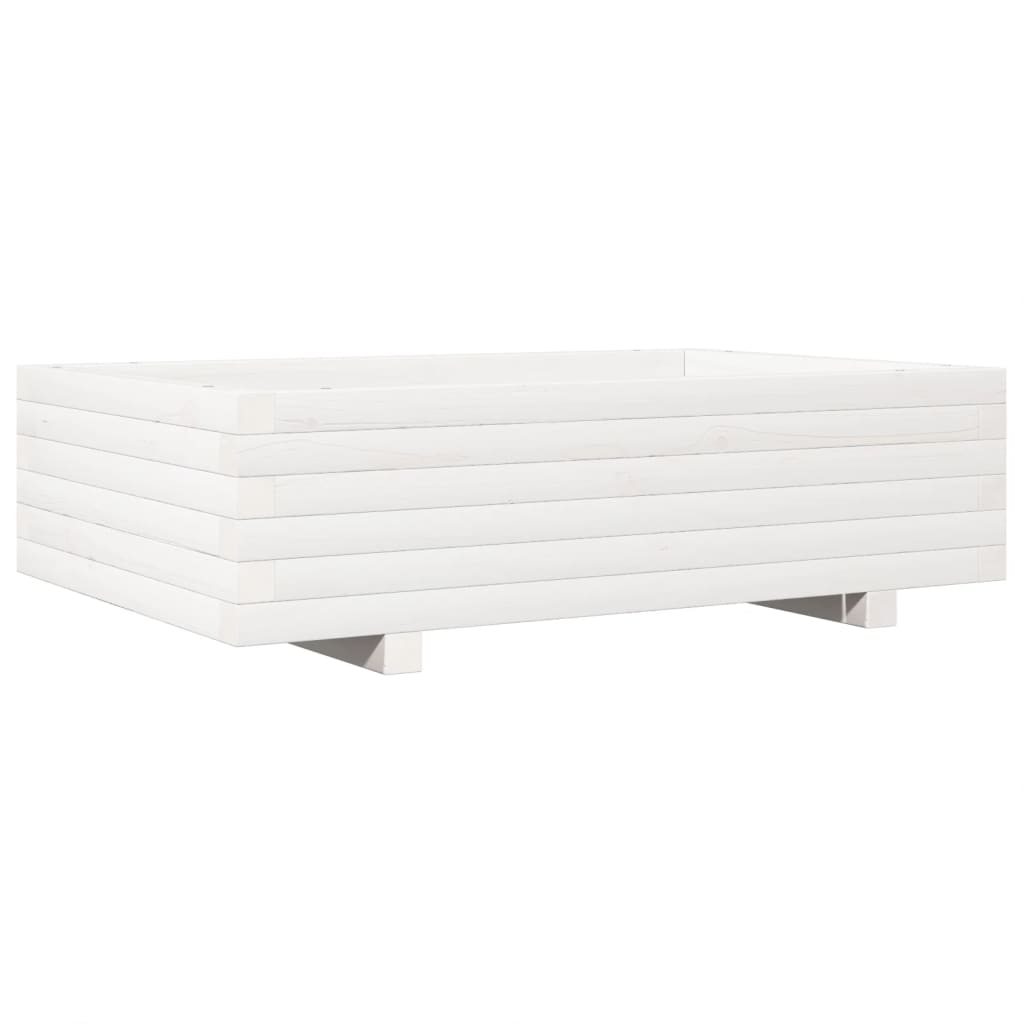 Vrtno cvetlično korito belo 90x60x26,5 cm trdna borovina - slika 2