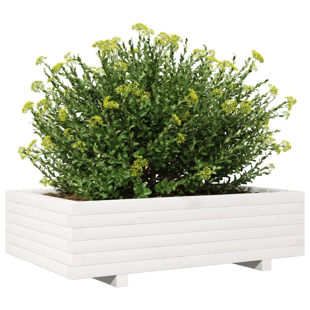 Vrtno cvetlično korito belo 90x60x26,5 cm trdna borovina - slika 4