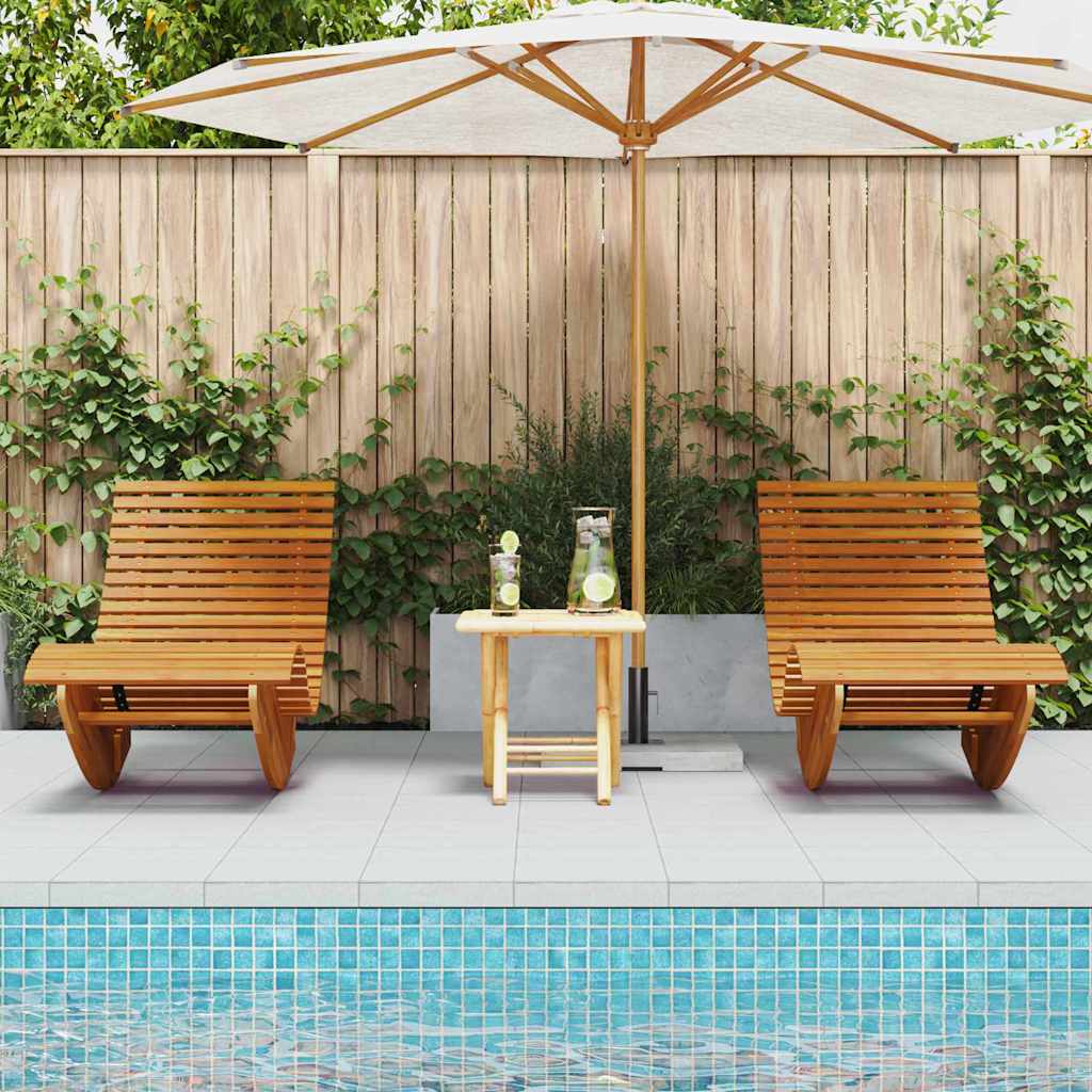 Ležalnik 2 pcs Rjava 154 x 60 x 74 cm Masiven les akacije - slika 3