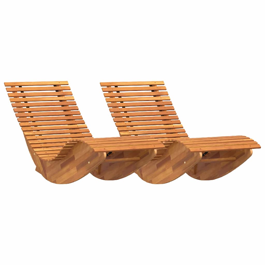Ležalnik 2 pcs Rjava 154 x 60 x 74 cm Masiven les akacije - slika 2