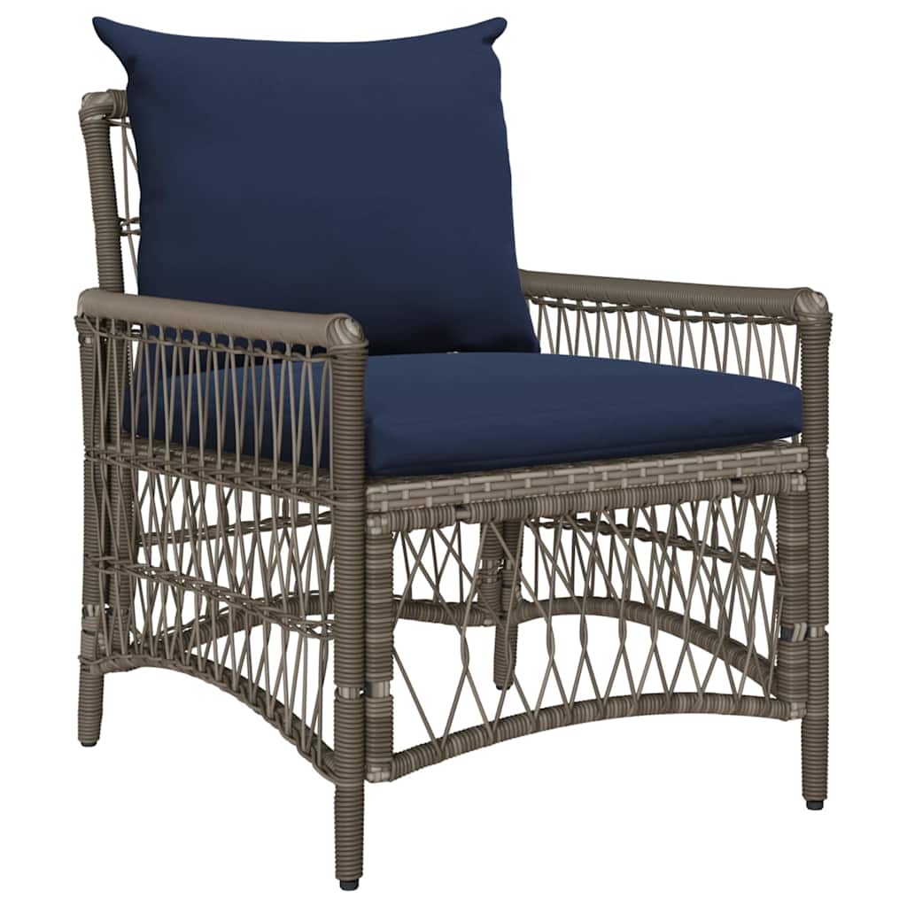Vrtni Stol z blazino Siva 73 x 61 x 77 cm poliratan - slika 2