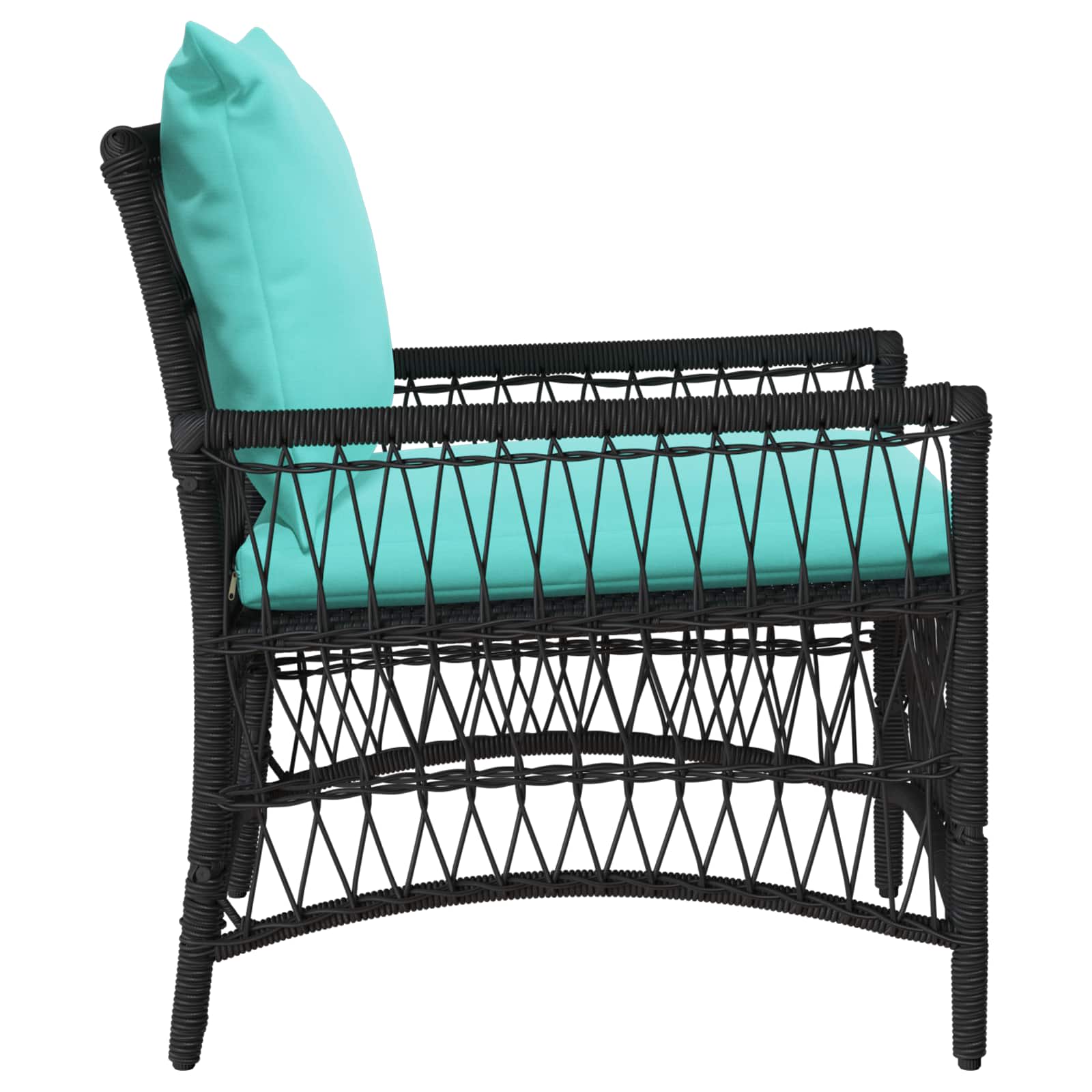Vrtni Stol z blazino Črna 73 x 61 x 77 cm poliratan - slika 3