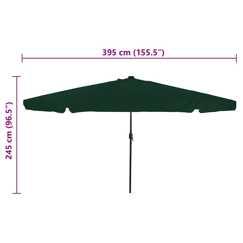 Senčnik z LED lučmi Zelena in črna 395 x 395 x 245 cm - slika 6