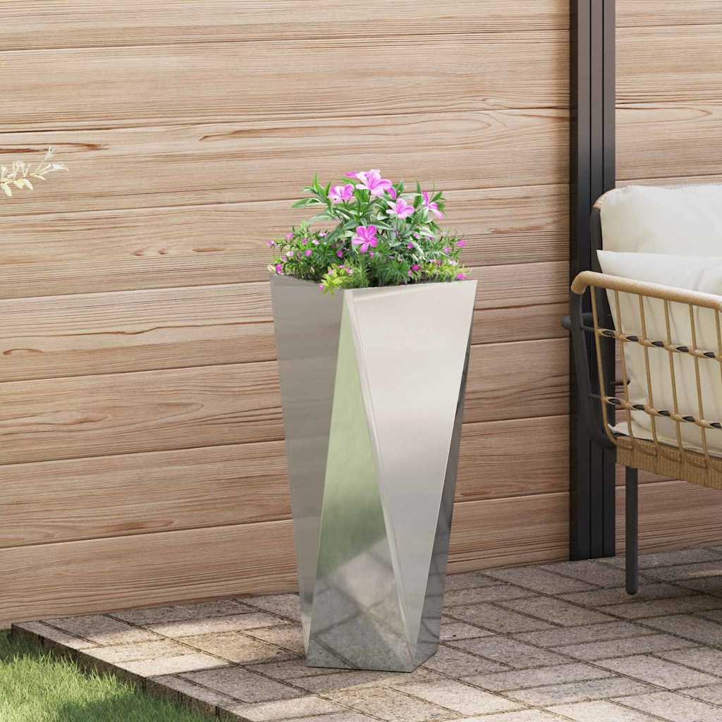 Cvetlično korito 2 pcs srebrna 30 x 30 x 75 cm Cinkana jeklena - slika 4