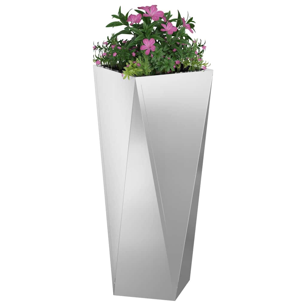 Cvetlično korito 2 pcs srebrna 30 x 30 x 75 cm Cinkana jeklena - slika 3