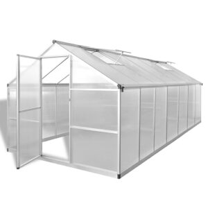 Rastlinjak z okrepljenim aluminijastim okvirjem 421 x 250 x 195 cm (10,53 m²), prosojen
